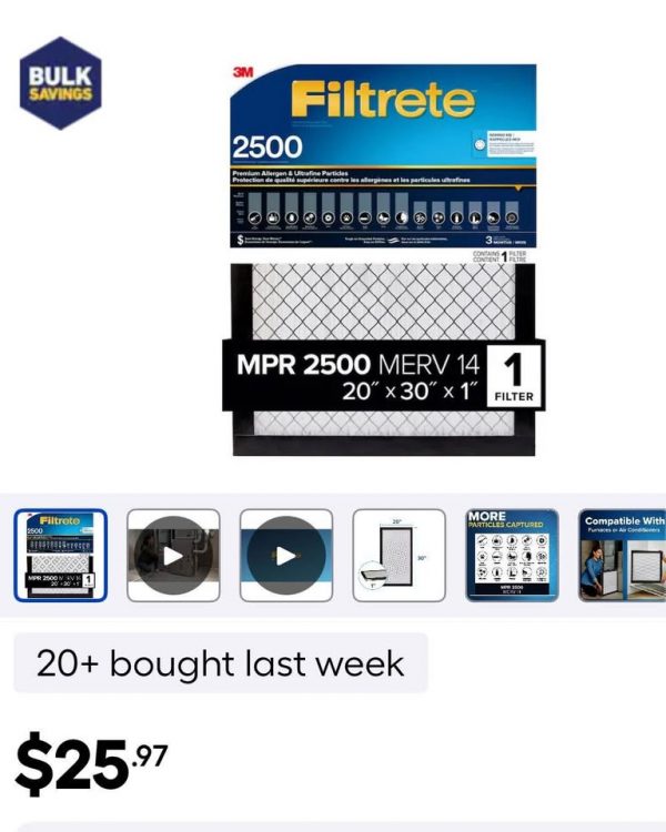 3M Filtrete 2500 Premium Allergen Filters