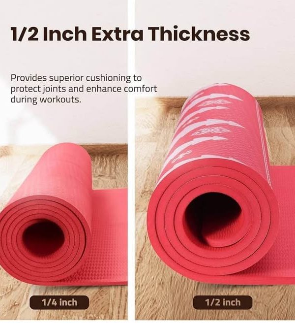 Dual Sided Thick Yoga Mat w/Carrying Case (72"L x 30"W)